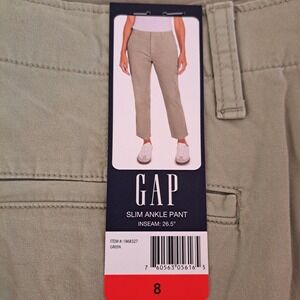 Gap Slim Ankle Pant Womens 8 Green NEW Mid Rise Chino Trousers 836-287-CB5